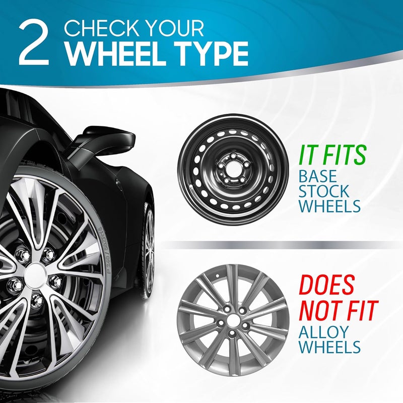 BDK 16 Inch Hubcaps Set of 4 – OEM Replacement Snap-On Wheel Rim Covers - Universal Fit Car Wheel Cover for Cars, Trucks, SUV, Vans Durable ABS Black & Silver 5-Spoke Hub-Cap Car Accessories Exterior - Image 3